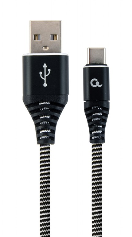 Pilt Cablexpert | Premium cotton braided Type-C USB charging and data cable, 1 m | CC-USB2B-AMCM-1M-BW