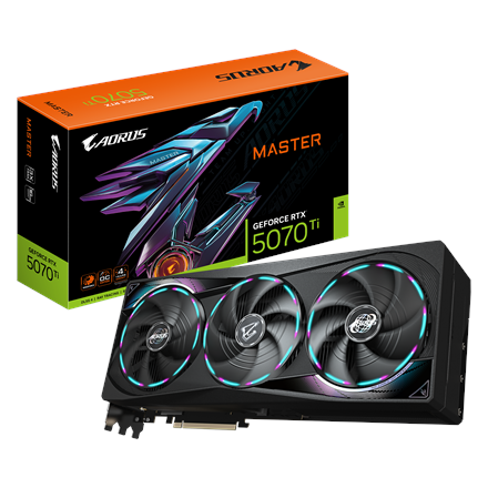 Pilt Gigabyte AORUS GeForce RTX 5070 Ti MASTER 16G | NVIDIA | 16 GB | GeForce RTX 5070 Ti | GDDR7 | HDMI ports quantity 1 | PCI-E 5.0