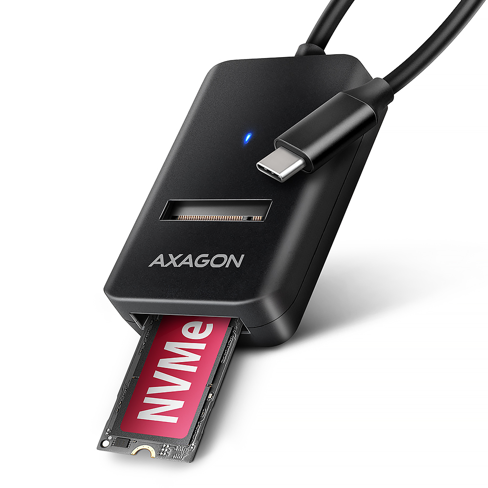 Pilt AXAGON USB-C 10Gbps adapter for fast connection of M.2 NVMe and SATA SSD, USB-C cable 10 cm | ADM2-CM