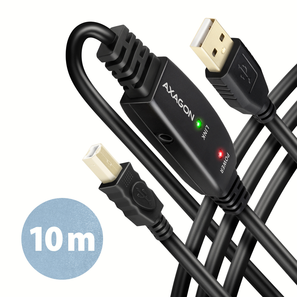 Pilt AXAGON USB repeater cable, 10 m | ADR-210B | USB Type A - USB Type B