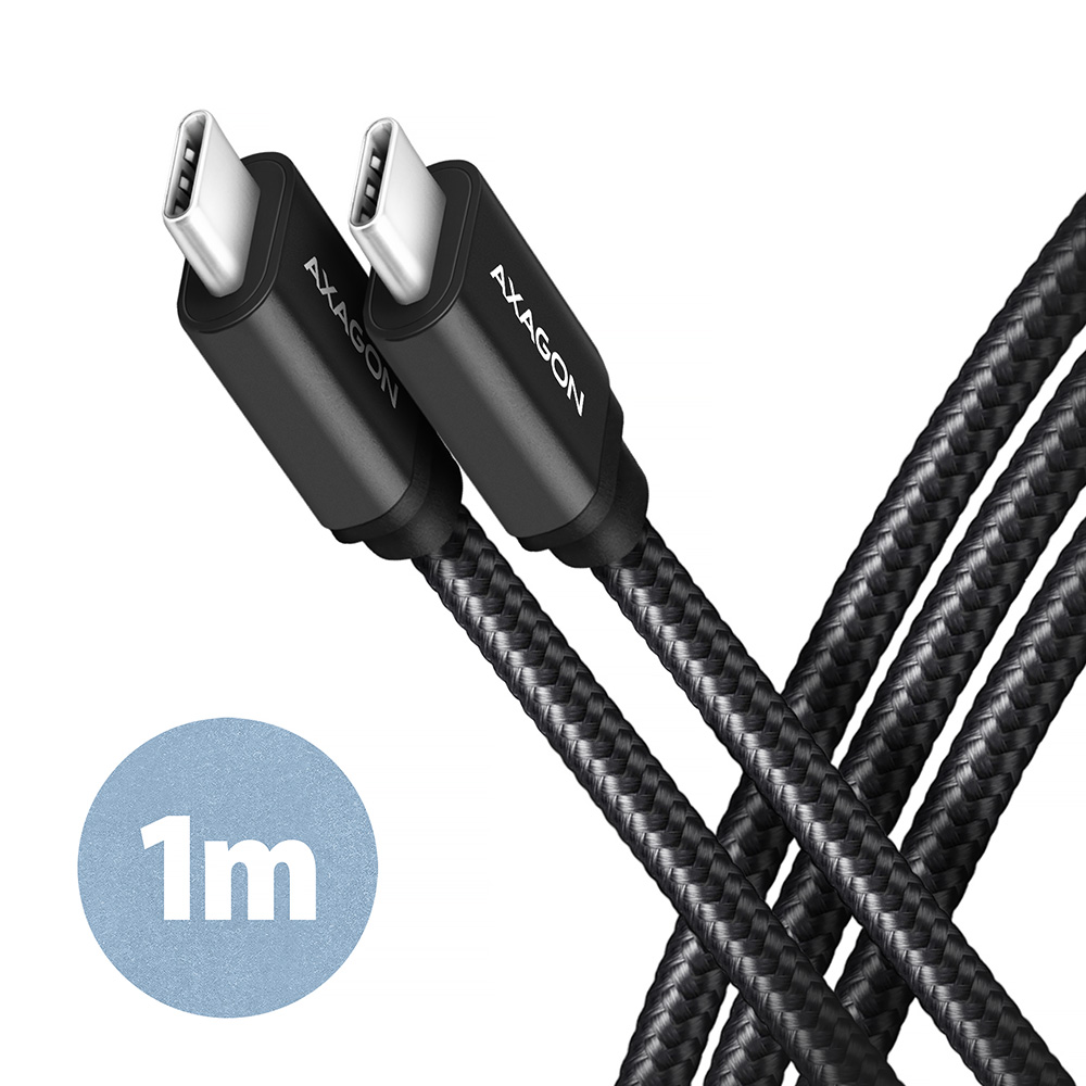 Pilt AXAGON Data and charging USB 3.2 Gen 1 cable, 1 m | BUCM3-CM10AB | USB Type C - USB Type C