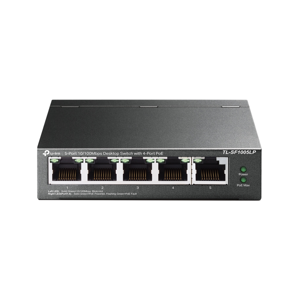 Pilt TP-LINK | Switch | TL-SF1005LP | Unmanaged | Desktop | 10/100 Mbps (RJ-45) ports quantity 5 | 1 Gbps (RJ-45) ports quantity | PoE ports quantity 4 | PoE+ ports quantity | Power supply type External | month(s)