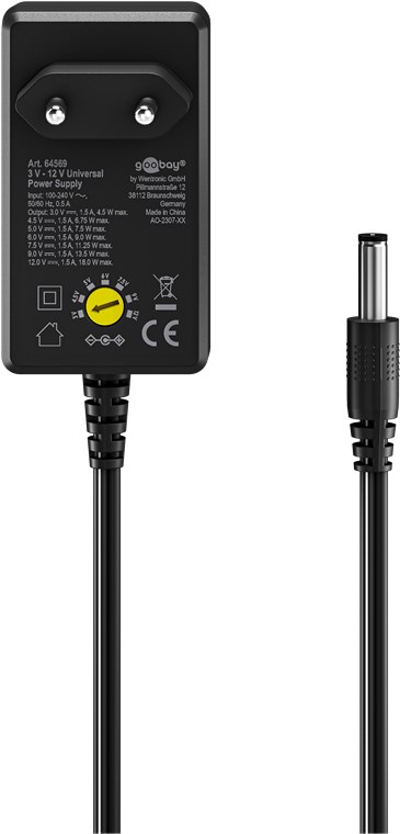 Pilt Goobay Universal Power Supply 3 V - 12 V, Max. 18 W