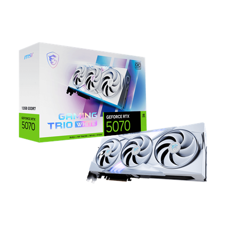 Pilt MSI GeForce RTX 5070 12G GAMING TRIO OC WHITE | NVIDIA | 12 GB | GeForce RTX 5070 | GDDR7 | HDMI ports quantity 1 | PCI Express Gen 5