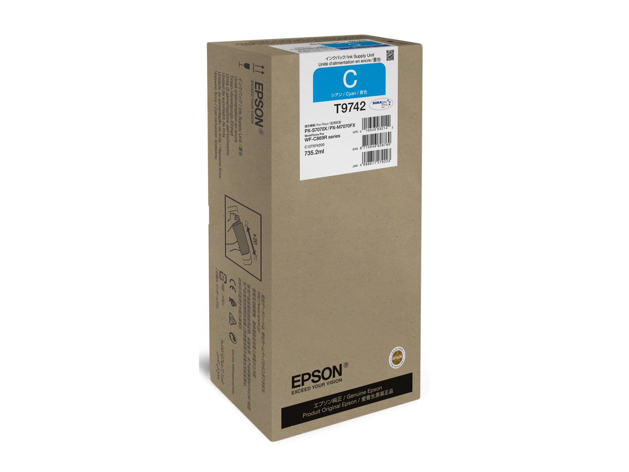 Pilt Epson XXL Ink Supply Unit | WorkForce Pro WF-C869R | Ink pack | Cyan