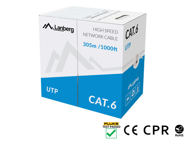 Pilt Lanberg | LAN Cable Cat.6 UTP Solid CU CPR + Fluke Passed | LCU6-11CU-0305-S