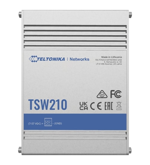 Pilt Teltonika | Switch | TSW210 | Unmanaged | Wall mountable | Gigabit Ethernet (copper) ports quantity 8 | SFP ports quantity 2 | 24 month(s)