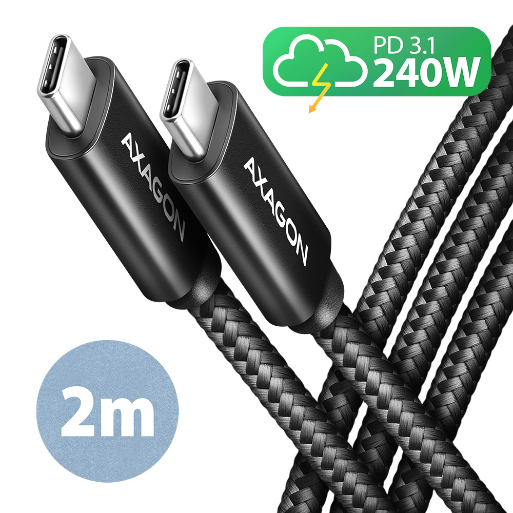 Pilt AXAGON Data and charging USB 480Mbps cable, 2 m | BUCM2-CM20AB | USB-C to USB-C
