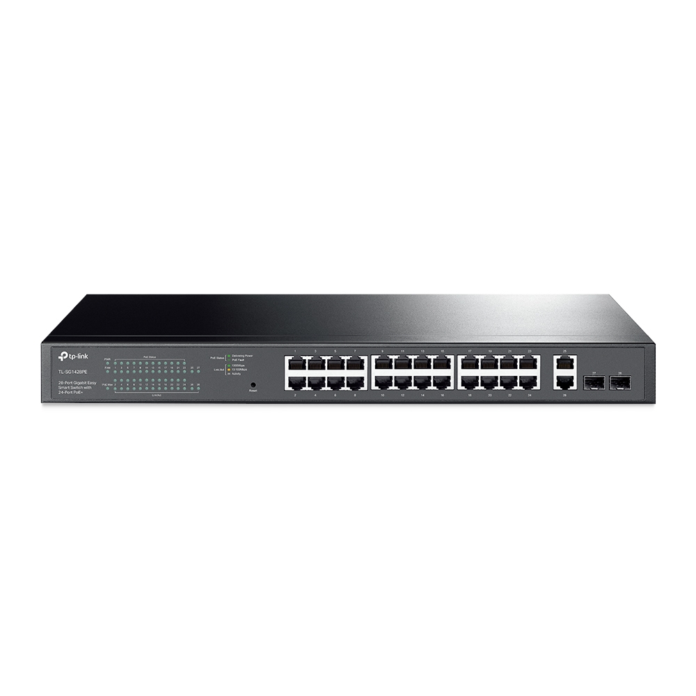 Pilt TP-LINK | Switch | TL-SG1428PE | Web managed | Rackmountable | SFP ports quantity 2 | PoE+ ports quantity 24 | Power supply type 100-240VAC, 50-60Hz voltage