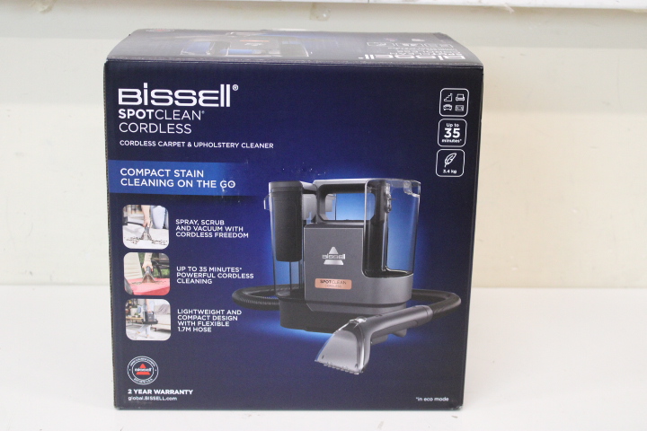 Pilt SALE OUT. Bissell SpotClean Cordless EU, Carpet and Upholstery Cleaner | Bissell | SpotClean EU, Carpet and Upholstery Cleaner | 3681N | Cordless operating | Washing function | 25.9 V | Operating time (max) 35 min | Black | Warranty 24 month(s) | DAMAGED PACKAGING