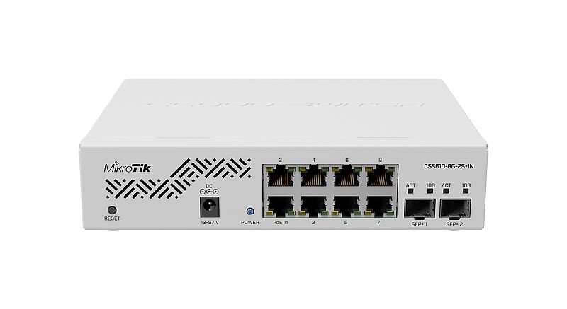 Pilt MikroTik | Cloud Router Switch | CSS610-8G-2S+IN | Web managed | Rackmountable | 10/100 Mbps (RJ-45) ports quantity | 1 Gbps (RJ-45) ports quantity 8 | SFP+ ports quantity 2 | Power supply type