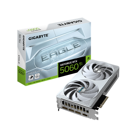 Pilt Gigabyte GeForce RTX 5060 Ti EAGLE OC ICE 16G | NVIDIA | 16 GB | GeForce RTX 5060 Ti | GDDR7 | HDMI ports quantity 1 | PCI-E 5.0