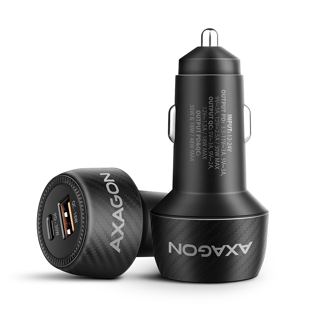 Pilt AXAGON Car charger 48W, USB-A + USB-C, PD3.0/PPS/QC4+/SFC | PWC-PQ48