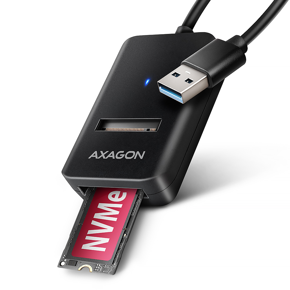 Pilt AXAGON USB-A 10Gbps - M.2 NVMe and SATA SSD Adapter | ADM2-AM