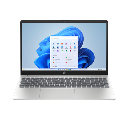 Pilt HP 15 | 15-fc0041ny | Silver | 15.6 " | FHD | 1920 x 1080 pixels | AMD Ryzen 5 | 5625U | 16 GB | DDR4-SDRAM | Solid-state drive capacity 256 GB | AMD Radeon Graphics | Windows 11 Home | 802.11ax | Bluetooth version 5.4 | Keyboard language English | Warranty 24 month(s)