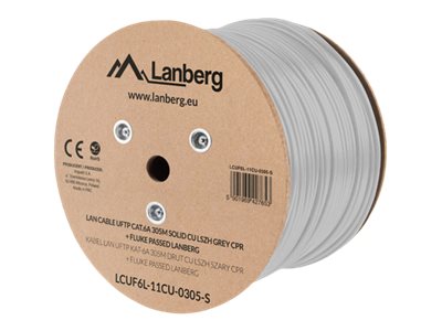 Pilt Lanberg | LAN Cable CAT.6A UFTP 305M Solid CU LSZH Grey CPR + Fluke Passed | LCUF6L-11CU-0305-S