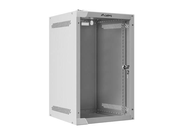 Pilt Lanberg Rack cabinet 10" wall-mount 9U/280x310 (flat pack) with glass door | WF10-2309-10S | Gray