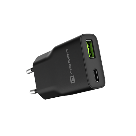 Pilt Natec Ribera USB Charger Gan Slim USB 1X USB-A + 1X USB-C 20W | NUC-2377