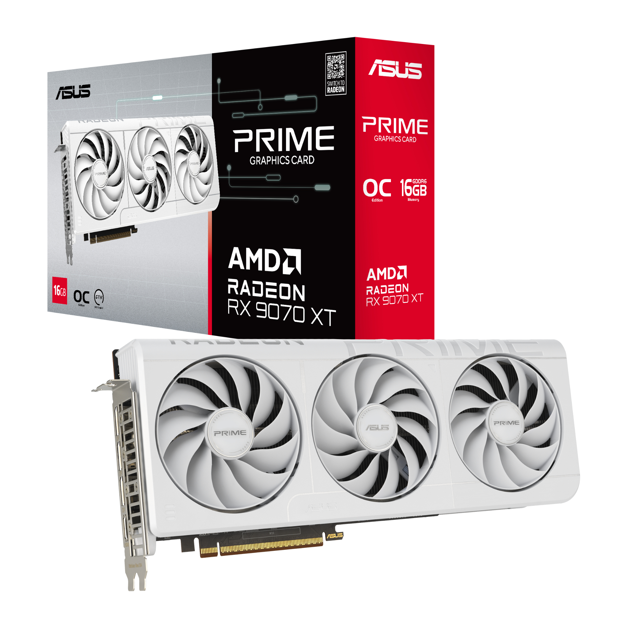 Pilt Asus Prime Radeon RX 9070 XT White OC Edition 16GB GDDR6 | AMD | 16 GB | Radeon RX 9070 XT | GDDR6 | HDMI ports quantity 1 | PCI Express 5.0