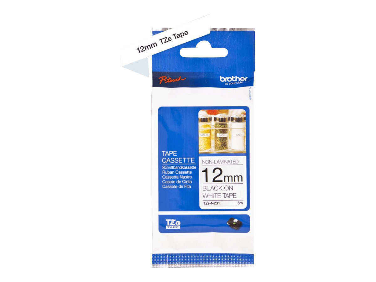 Pilt Brother TZe-N231 Labelling Tape Cassette – Black on White, 12mm wide, 8m long | Brother | Brother | 8 m | 1.2 x 800 cm