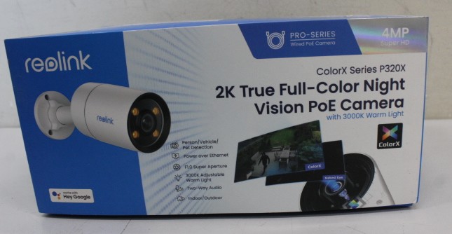Pilt SALE OUT. Reolink ColorX Series P320X 2K 4MP True Color Night Vision PoE Camera | Reolink | 2K True Color Night Vision PoE Camera | ColorX Series P320X | 18 month(s) | Bullet | 4 MP | 4mm/F1.0 | IP67 | H.264 | Micro SD, Max. 256GB | DEMO