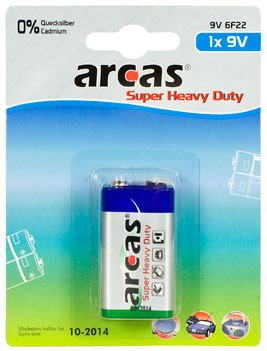 Pilt Arcas | 9V/6LR61 | Super Heavy Duty | 1 pc(s)