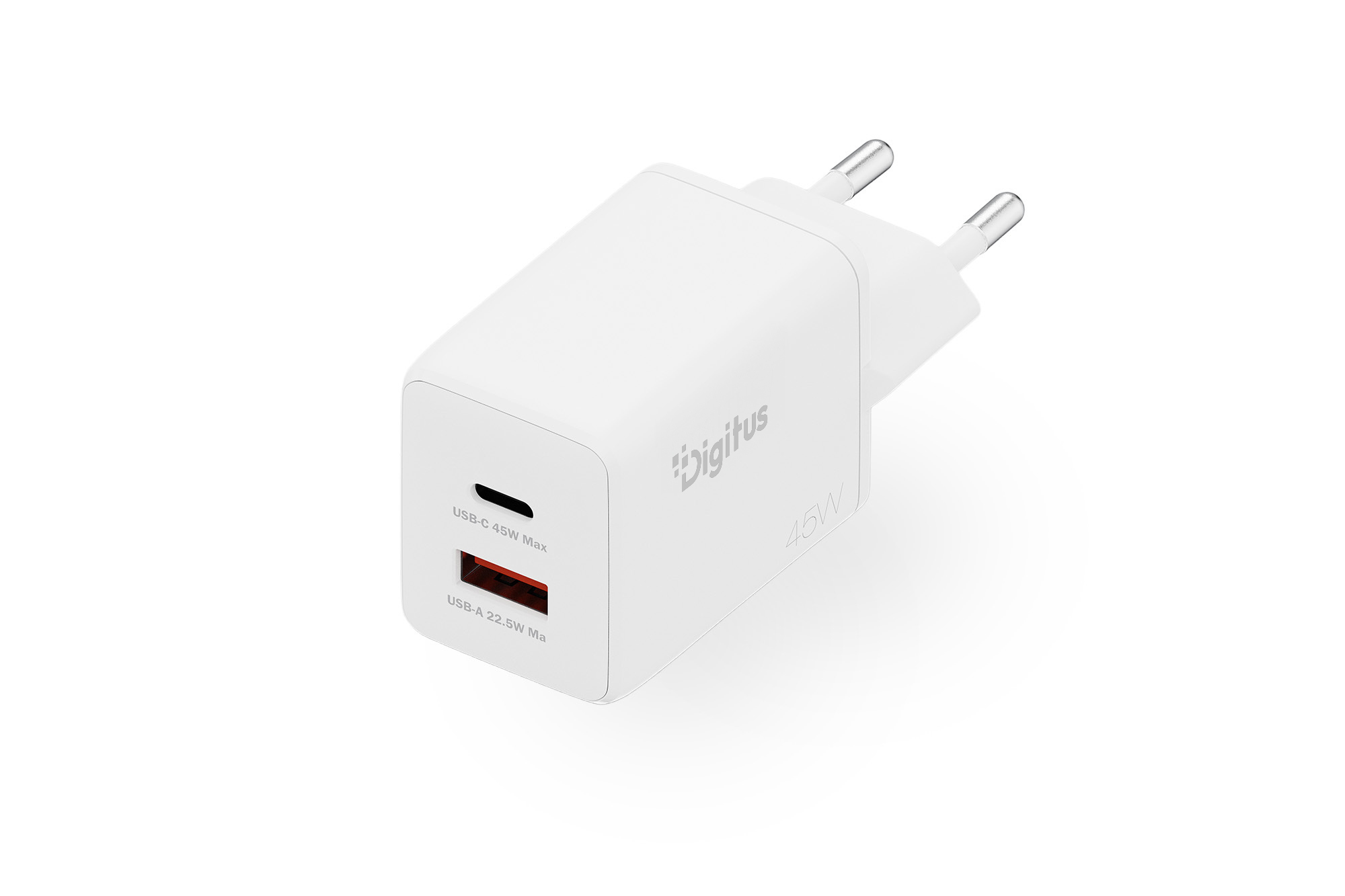 Pilt Digitus USB GaN Charger 45W, 1x USB-C, 1x USB-A | DA-10302