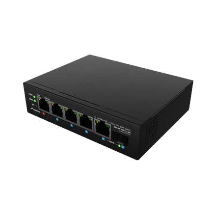 Pilt Lanberg Switch PoE 1xBT 3xAT SFP/ETH Din Unmanagment Fast Ethernet | ILFE-4P-1GE-1S-90