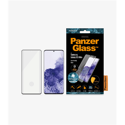 Pilt PanzerGlass | Samsung | Galaxy S21 Ultra Series | Antibacterial glass | Black | Case Friendly, Compatible with the in-screen fingerprint reader | Antifingerprint screen protector