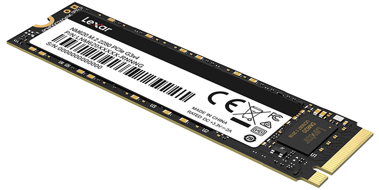 Pilt Lexar | SSD | NM620 | 512 GB | SSD form factor M.2 2280 | SSD interface PCIe Gen3x4 | Read speed 3300 MB/s | Write speed 2400 MB/s