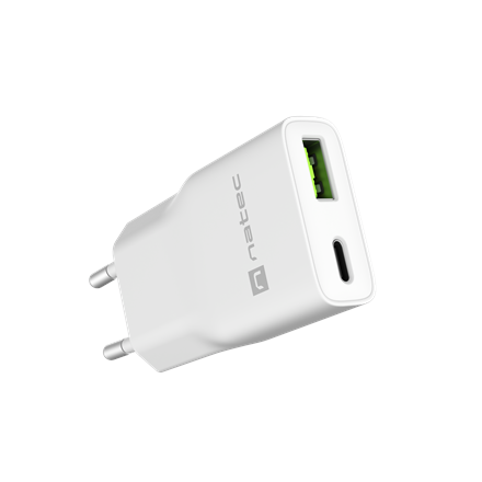 Pilt Natec Ribera USB Charger Gan Slim USB 1X USB-A + 1X USB-C 20W | NUC-2376