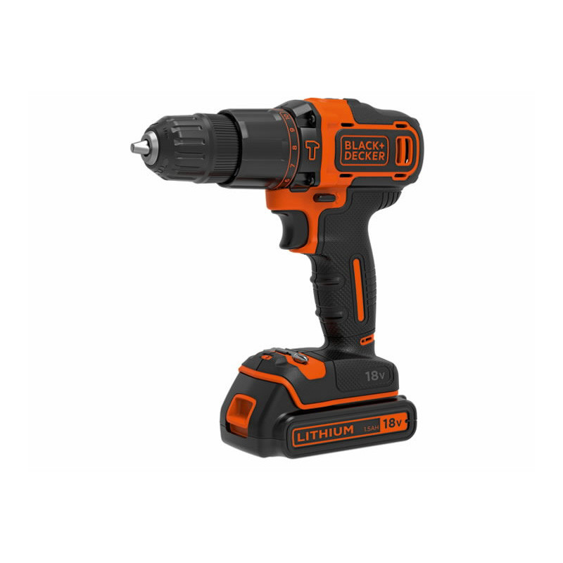 Pilt BLACK & DECKER Cordless Drill/Driver | BDCHD18KB-QW | 18 V | 2x1.5 Ah | Li-Ion