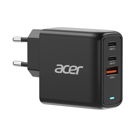 Pilt Acer 67W PD GaN Charger, 2 x USB C and 1 x USB A, EU Plug, 100W USB C cable, Retail Pack
