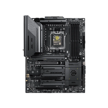 Pilt MSI MAG B850 TOMAHAWK MAX WIFI II | Processor family AMD | Processor socket AM5 | DDR5 | Supported hard disk drive interfaces SATA, M.2 | Number of SATA connectors 4