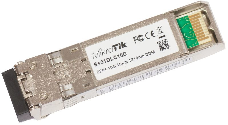 Pilt MikroTik | S+31DLC10D | SFP+ | Single-Mode Fiber | Dual LC | 10/100/1000/10000 Mbit/s | Wavelength 1310 nm | Maximum transfer distance 10000 m | -40 to +70C