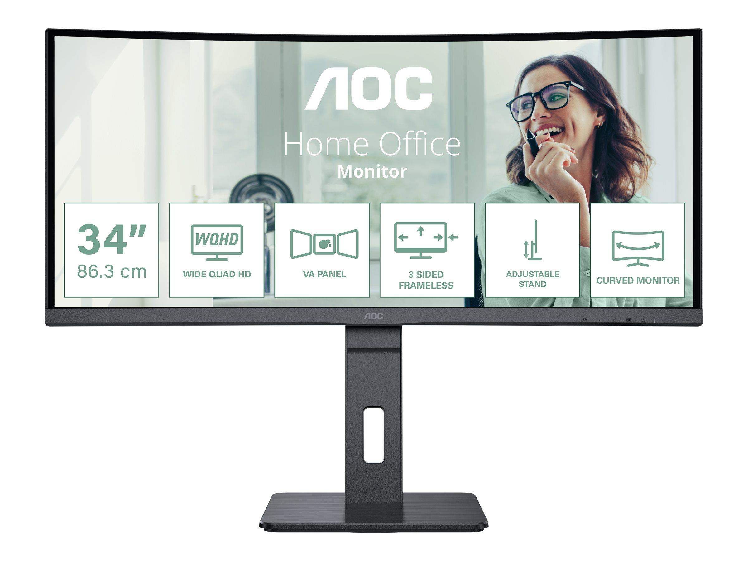 Pilt AOC | CU34P3CV | 34 " | VA | 21:9 | 100 Hz | 4 ms | 3440 x 1440 pixels | HDMI ports quantity 1