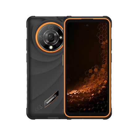 Pilt Hammer | Iron 6 | Orange | 6.56 " | IPS | 1612 x 720 pixels | Mediatek | Dimensity 6300 | Internal RAM 8 GB | 256 GB | Dual SIM | 3G | 4G | 5G | Main camera resolution 64 MP | Android | 15 | 6050 mAh
