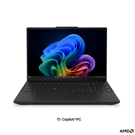 Pilt Lenovo ThinkPad T16 G5 AMD | Black | 16 " | IPS | 1920 x 1200 pixels | WUXGA | Anti-glare | AMD Ryzen AI 5 PRO | 440 | 16 GB | SODIMM DDR5 | Solid-state drive capacity 512 GB | AMD Radeon 840M Graphics | Windows 11 Pro | 802.11be | Bluetooth version 5.4 | Keyboard language Nordic | Keyboard backlit | Warranty 36 month(s) | Battery warranty 12 month(s)