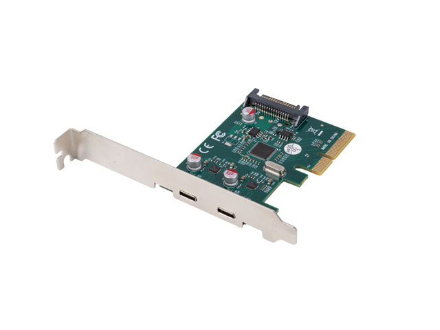 Pilt Lanberg PCI-Express X1 Card to 2X USB-C 3.2 GEN 2X1 Low profile | PCE-UC3-002
