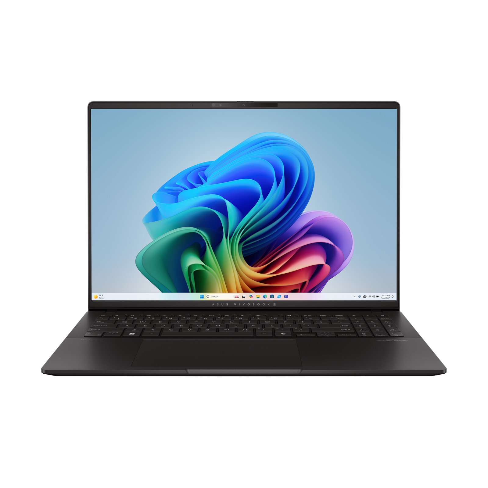 Pilt Asus Vivobook S 16 M5606UA-MX087W | Neutral Black | 16 " | OLED | 3.2K | 3200 x 2000 pixels | Glossy | AMD Ryzen 7 | 8845HS | 16 GB | LPDDR5X | Solid-state drive capacity 1000 GB | AMD Radeon Graphics | Windows 11 Home | 802.11ax | Bluetooth version 5.3 | Keyboard language English | Keyboard backlit | Warranty 24 month(s)