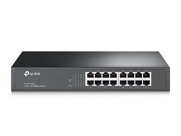Pilt TP-LINK | Switch | TL-SF1016DS | Unmanaged | Desktop/Rackmountable | 10/100 Mbps (RJ-45) ports quantity 16 | Power supply type External