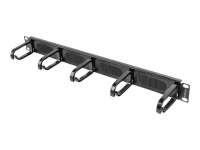 Pilt Lanberg 19" cable management brush panel 5 rings type B 1U | AK-1203-B | Black
