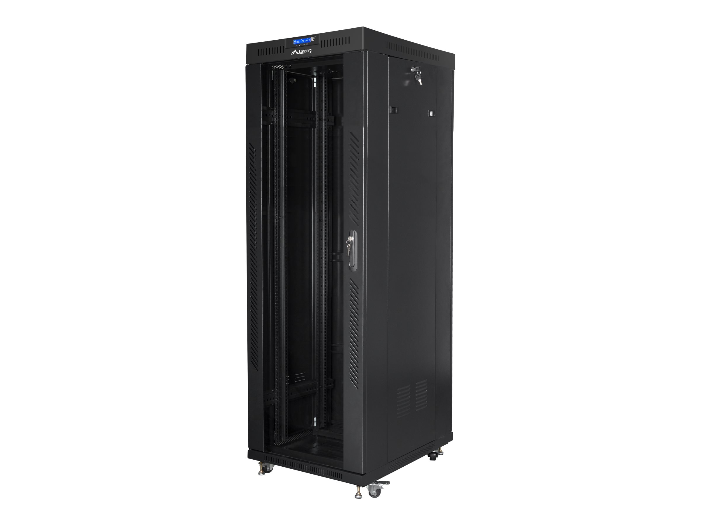 Pilt Lanberg Rack cabinet 19" free-standing 37U/600x800 (flat pack) with glass door lCD V2, black | Lanberg