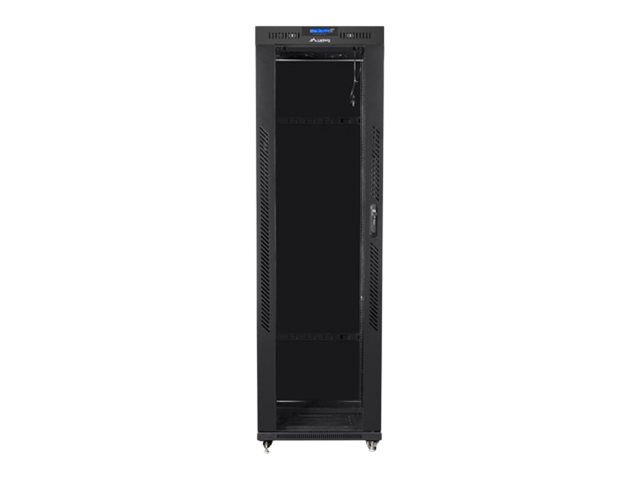 Pilt Lanberg Rack cabinet 19" free-standing 42U/600x800 (flat pack) with glass door lCD V2, black | Lanberg