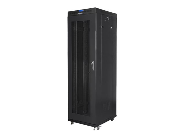 Pilt Lanberg Rack cabinet 19" free-standing 42U/600x800 (flat pack) with mesh door lCD V2, black | Lanberg