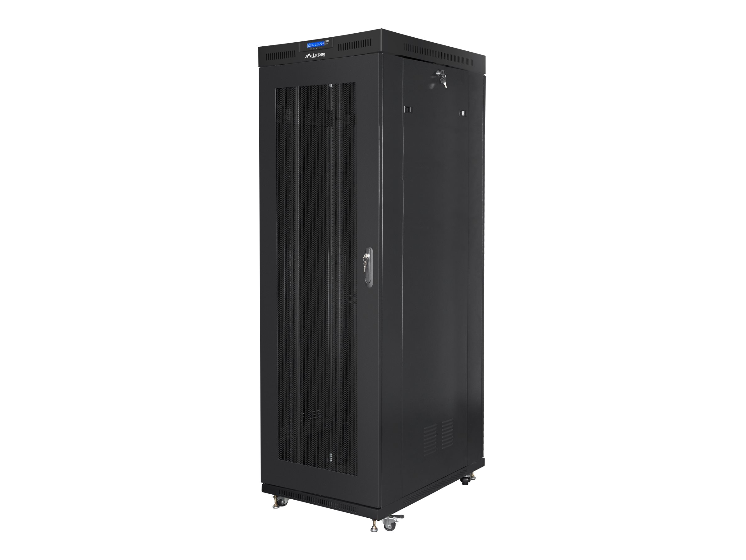Pilt Lanberg Rack cabinet 19" free-standing 42U/800x1000 (flat pack) with mesh door lCD V2, black | Lanberg