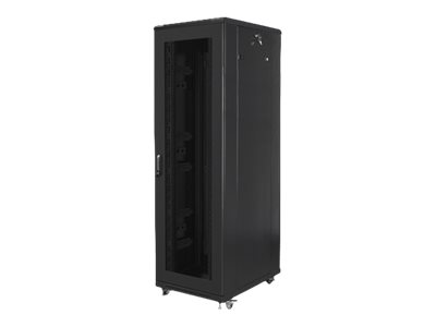 Pilt Lanberg Rack cabinet 19" free-standing 42U/800x800 (flat pack) with mesh door, black | Lanberg