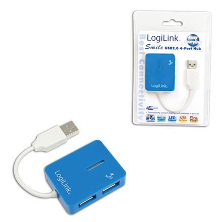 Pilt Logilink | USB 2.0 Hub 4-Port, Smile, Blue