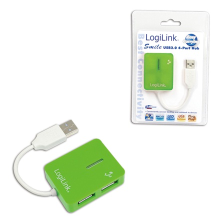 Pilt Logilink | USB 2.0 Hub 4-Port, Smile, Green