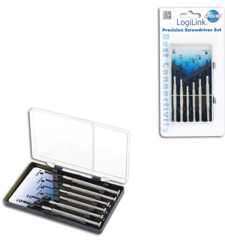 Pilt Logilink | Small Screwdriver Set, 6pcs | Incl. transport boxThe set includes1x slot driver 1.4 mm1x slot driver 2.0 mm1x slot driver 2.4 mm1x slot driver 3.0 mm1x Cross slot driver 0 mm1x Cross slot driver 1 mm